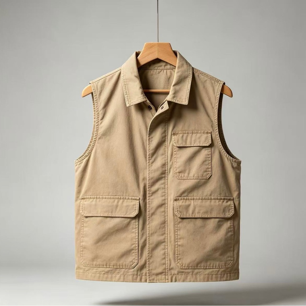 Men's Workwear Utility Vest in Tan